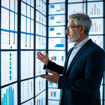 Home 9 A thoughtful professional AI ethicist, fully clothed in a modest business suit, stands in a modern, brightly lit research lab. They are looking at a translucent holographic display showing abstract data patterns representing human emotions and ethical guidelines. The scene emphasizes human oversight and responsible AI development. The background is clean and futuristic. Perfect anatomy, correct proportions, natural pose, well-formed hands, proper finger count, natural body proportions. Safe for work, appropriate content, fully clothed, professional, high-quality, ultra-detailed.