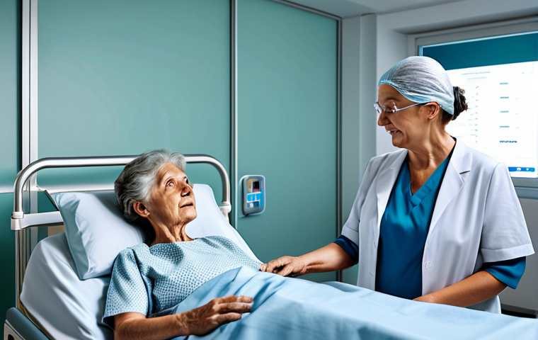 Empathetic AI in Healthcare**

Prompt: "A caring AI assistant, represented by a holographic interface, gently interacts with a senior woman in a modern, well-lit Italian hospital room, fully clothed. The AI displays empathetic facial expressions and informative charts. Safe for work, appropriate content, fully clothed, professional, perfect anatomy, natural proportions, warm lighting, clean environment, technology assisting humanity, family-friendly, modest attire."

**