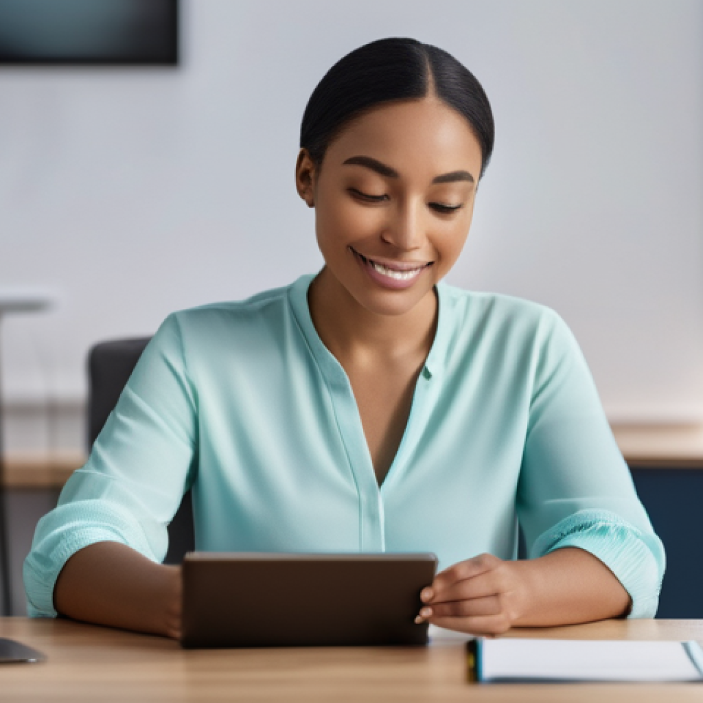 감정인식 AI와 기술적 한계 - A diverse young woman, dressed in a smart casual top and trousers, sits comfortably in a modern, bri...