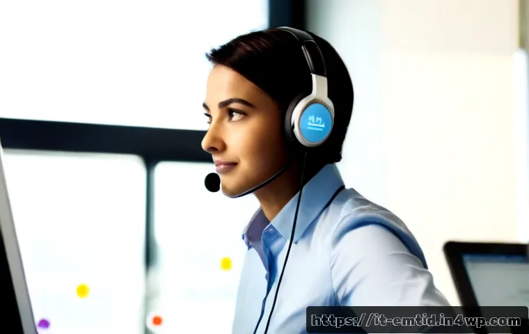 Home 17 감정인식 AI 기술의 다양한 응용 사례 - Photorealistic modern Italian customer service center in Milan, diverse support agent wearing a head...